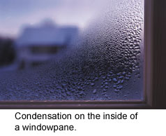 condensation on the inside of a windowpane